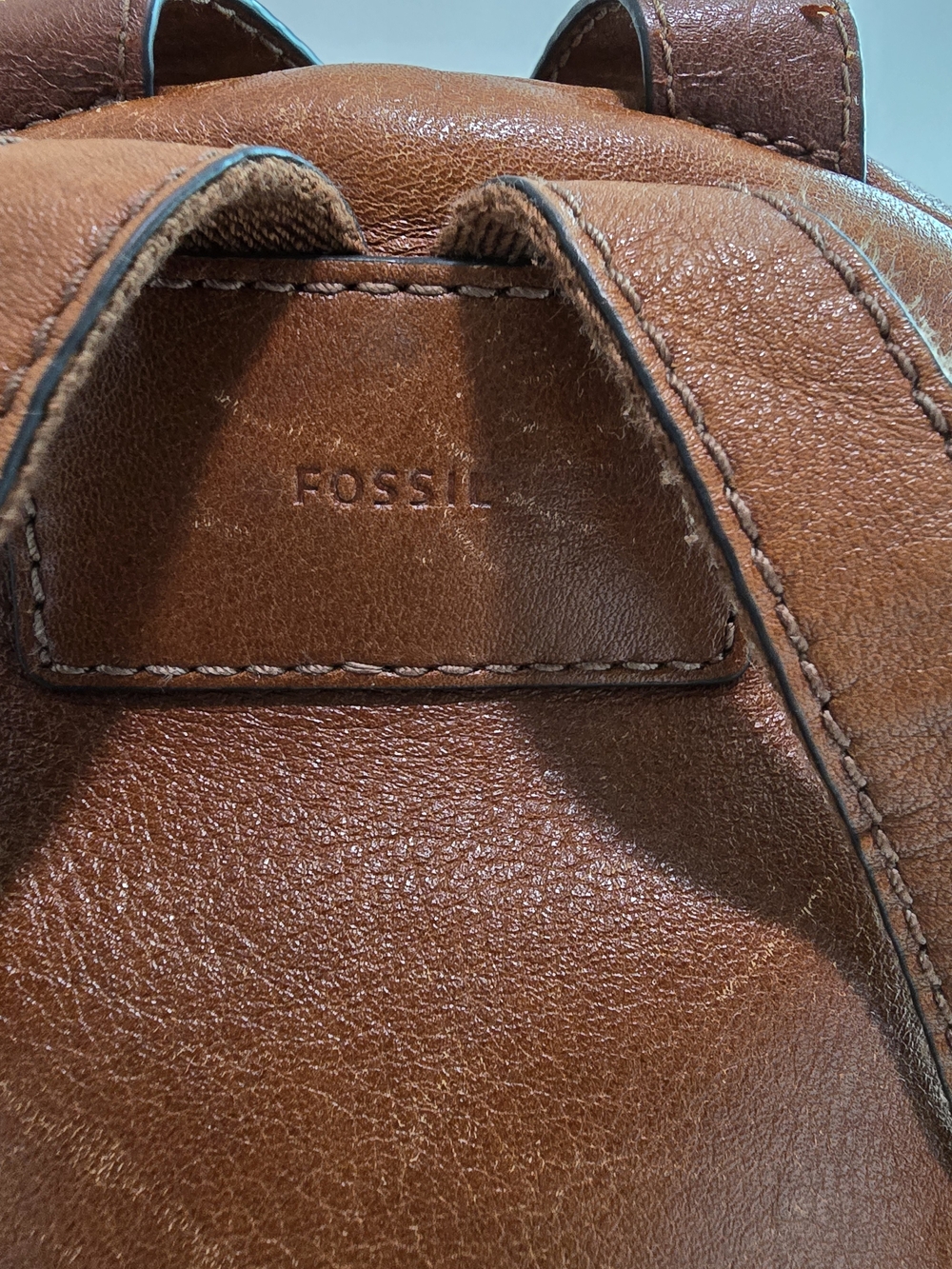 Fossil Chestnut Brown Leather Mini Backpack with Front Zip - Picture 3 of 10